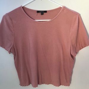 pink cropped shirt
